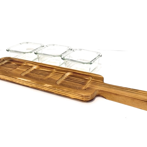 Table Setter Serving Bowls With Wood Tray - Picture 3 of 5